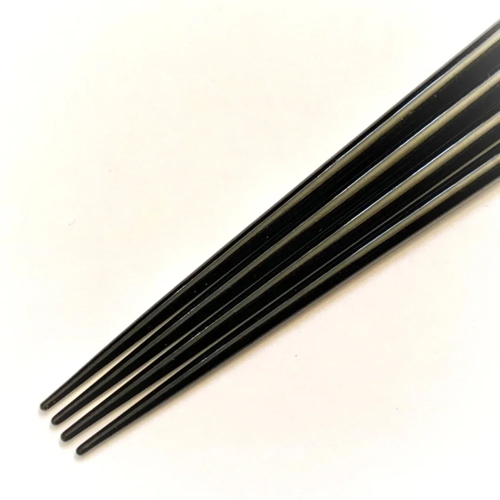 VTG 4 Black Lacquer Iridescent Foil Pear Inlay Chopsticks